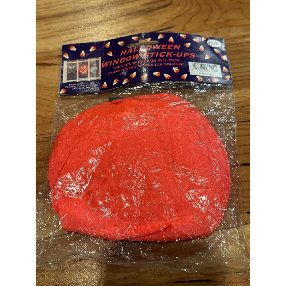 NEW 🎃 Vintage 1995 Magic Creations Plush Pumpkin Window‎ Stick-Up 🎃